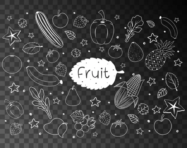 Doodle Desenhado Mão Frutos Ilustração — Vetor de Stock