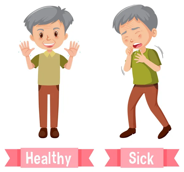 Czech Words Healthy Sick Illustration — Stockový vektor