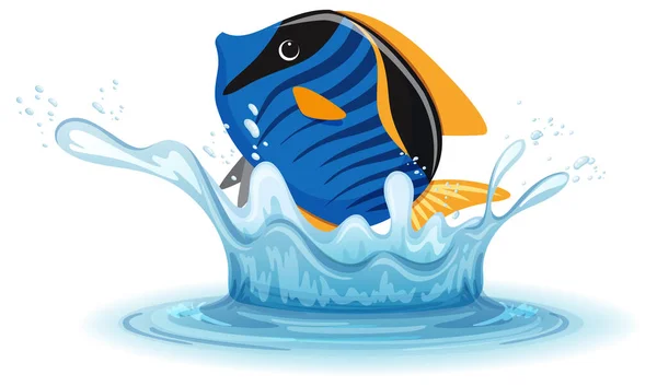 Water Splash Fish White Background Illustration — Stock Vector