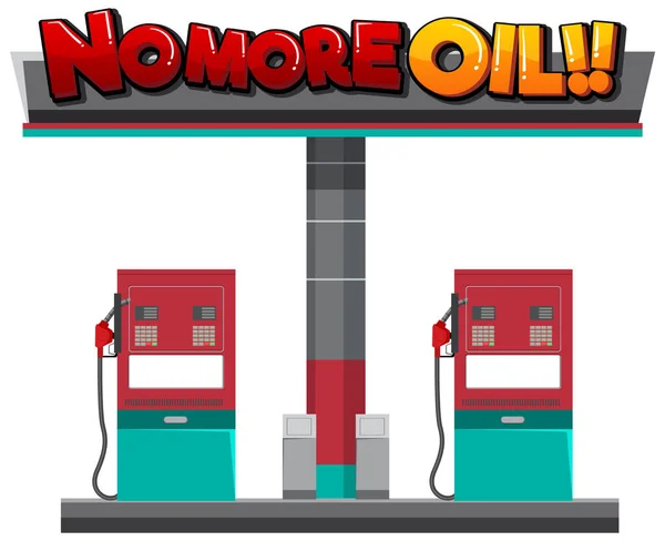 Benzinestation Met Geen Olie Woord Logo Illustratie — Stockvector