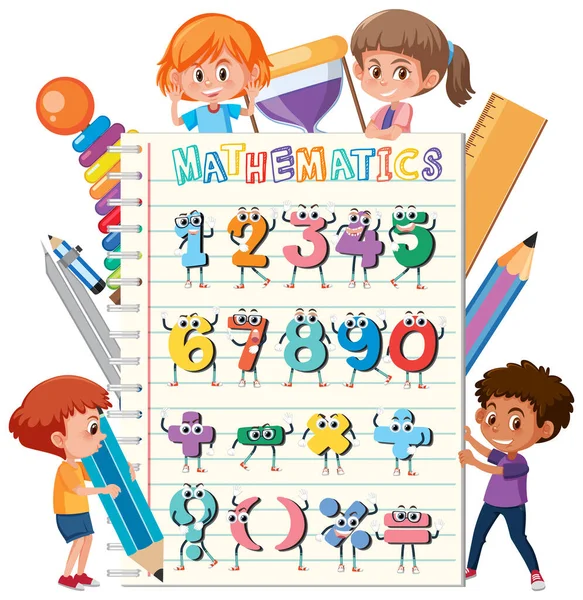 Chiffre Symboles Mathématiques Pour Enfants Illustration — Image vectorielle