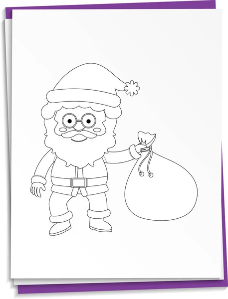 Handgezeichneter Weihnachtsmann Auf Papier — Stockvektor