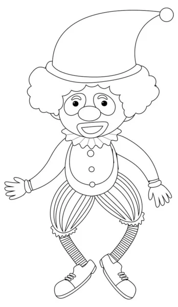 Clown Doodle Kontur För Färgläggning Illustration — Stock vektor