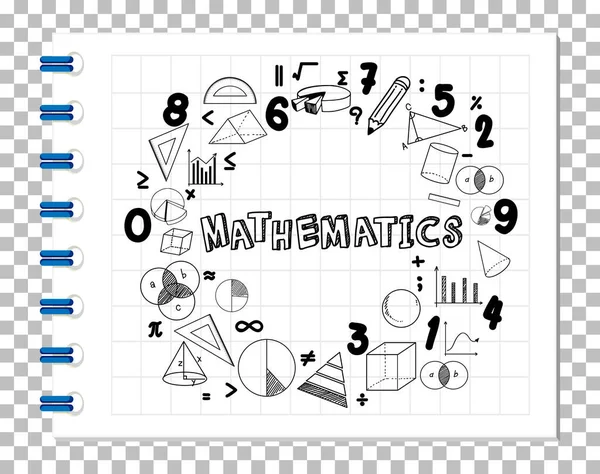 Formula Matematica Doodle Con Carattere Matematica Sull Illustrazione Della Pagina — Vettoriale Stock