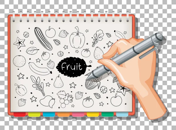 Illustration Gribouille Fruits Dessinée Main — Image vectorielle