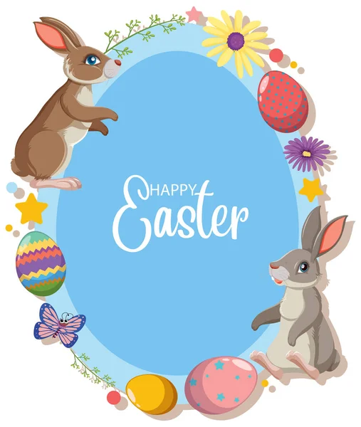 Happy Easter Ontwerp Met Konijnen Eieren Illustratie — Stockvector