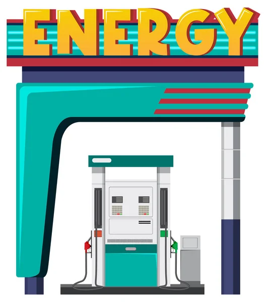 Pompa Illüstrasyonlu Benzin Istasyonu Kavramı — Stok Vektör