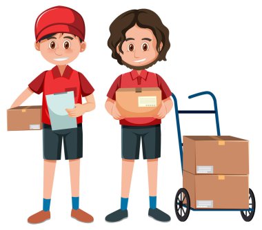 Paket resimli teslimatçı.