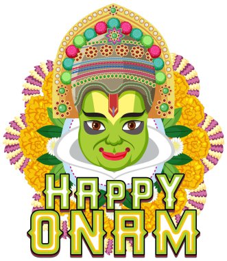 Onam Hindu hasat festivali poster illüstrasyonu