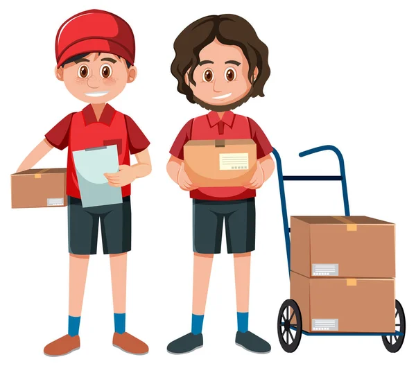 Delivery Man Packages Illustration — Stock Vector