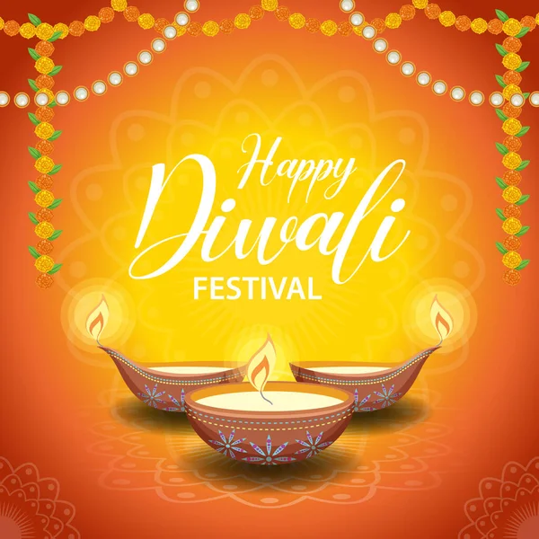 Glückliche Diwali Indisches Festival Banner Illustration — Stockvektor