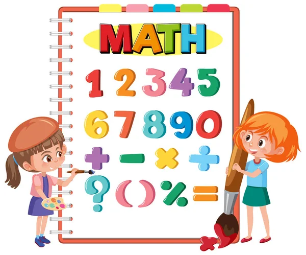 Contar Los Números Símbolos Matemáticos Para Niños Ilustración — Vector de stock