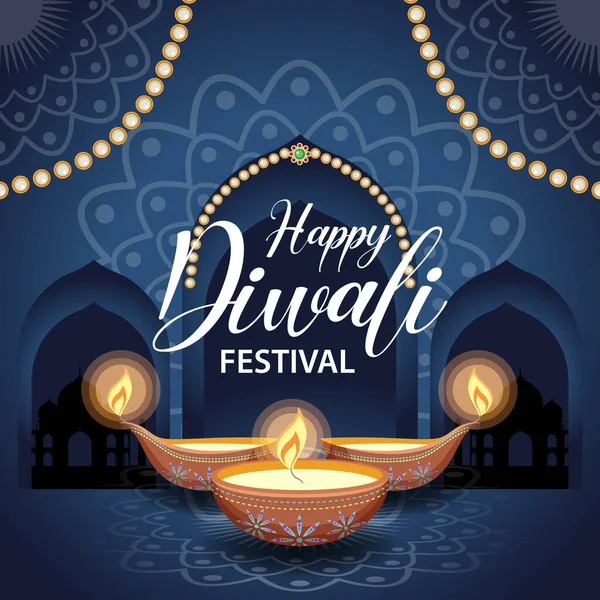 Glückliche Diwali Indisches Festival Banner Illustration — Stockvektor