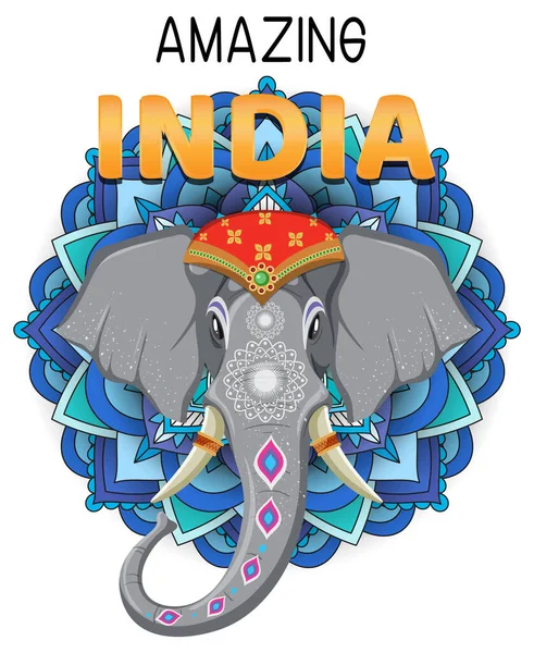 Elefante Indiano Pintado Sobre Fundo Branco Ilustração — Vetor de Stock