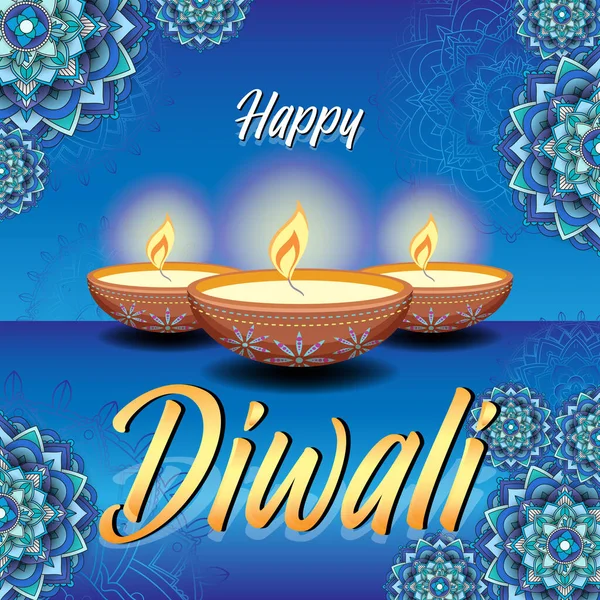 Happy Diwali Festival Lights Poster Illustration — Stock Vector