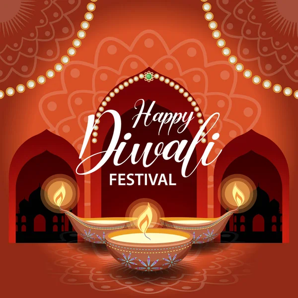 Glückliche Diwali Indisches Festival Banner Illustration — Stockvektor