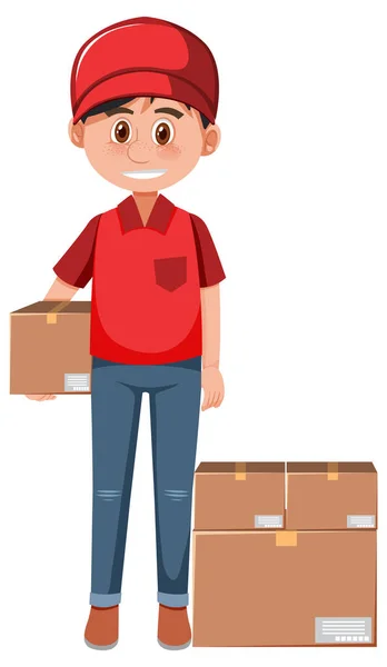 Delivery Man Packages Illustration — Stock Vector