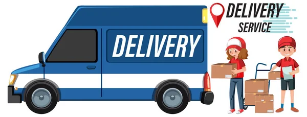 Delivery Man Package Truck Illustration — Stock Vector