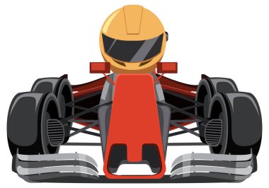 Yarışçı illüstrasyonlu Formula 1 yarış arabası.