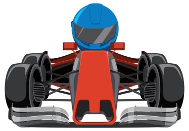 Yarışçı illüstrasyonlu Formula 1 yarış arabası.