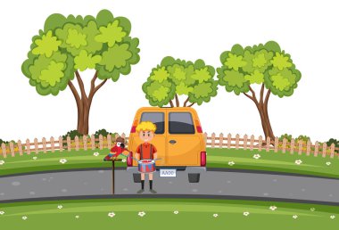 Parktaki resimde davul çalan çocuk