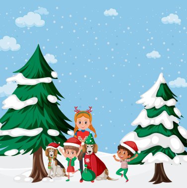 Çocuklar ve köpeklerle ilgili Noel teması