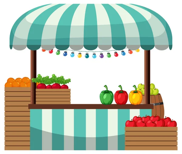 Concepto Mercado Pulgas Con Ilustración Tienda Frutas — Archivo Imágenes Vectoriales