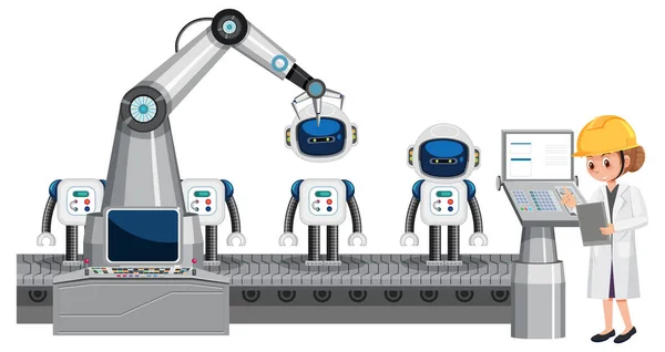 Automação Robôs Ilustração Conceito Indústria —  Vetores de Stock
