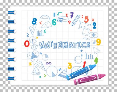 Defter illüstrasyonunda Matematik yazı tipi ile karalama matematik formülü