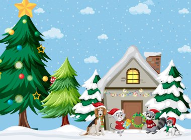 Evde evcil hayvanlarla Noel tatili