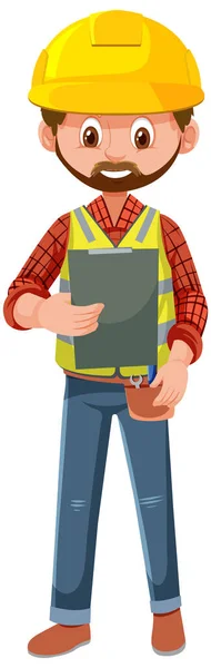 Engineer Wearing Safety Hat Illustration — Stock Vector