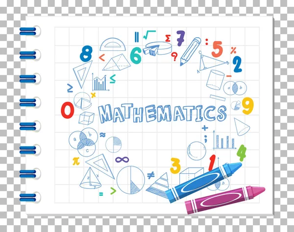 Doodle Formuła Matematyki Czcionki Matematyki Notebooku Ilustracji — Wektor stockowy