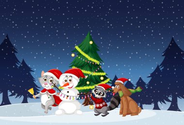 Noel Baba ve hayvanlarla Noel teması