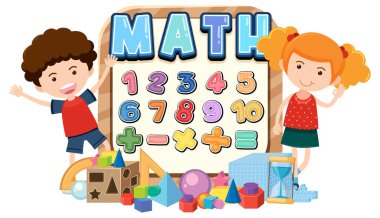 0 'dan 9' a kadar sayma ve matematik sembolleri resimleme