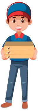 Paket resimli teslimatçı.