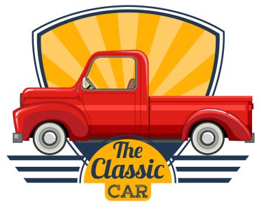 Eski kamyon çizimleri ile klasik araba konsepti