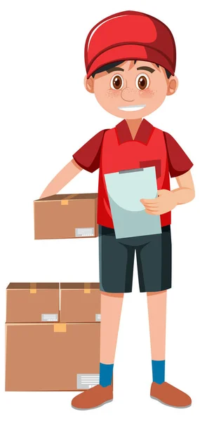 Delivery Man Packages Illustration — Stock Vector