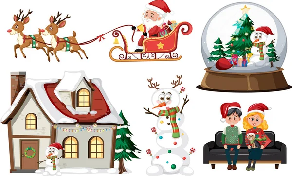 Christmas Theme Santa Snowman Illustration — Stock Vector