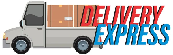 Levering Express Logo Met Levering Vrachtwagen Illustratie — Stockvector