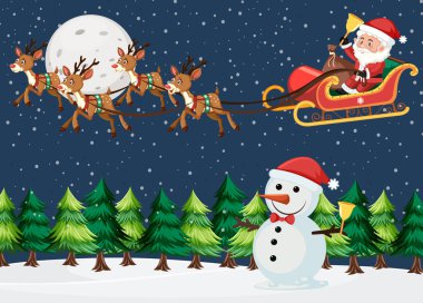 Noel Baba 'yla Noel tatili kızak resimlerinde