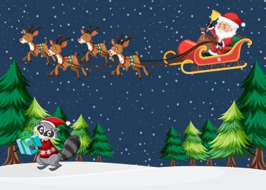 Noel Baba 'yla Noel tatili kızak resimlerinde