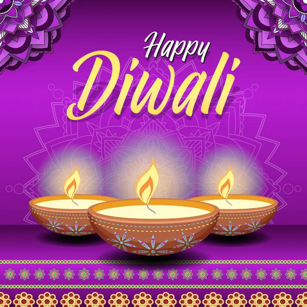 Happy Diwali Indian Festival Banner Illustration — Stock Vector