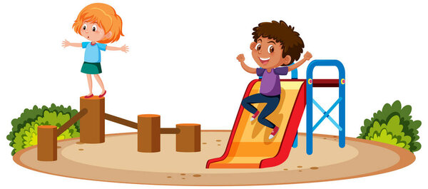 Изолированная игровая площадка с иллюстрацией счастливых детей