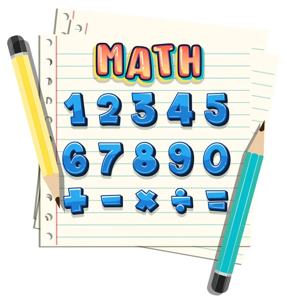 Conteggio Dei Numeri Illustrazione Dei Simboli Matematici — Vettoriale Stock
