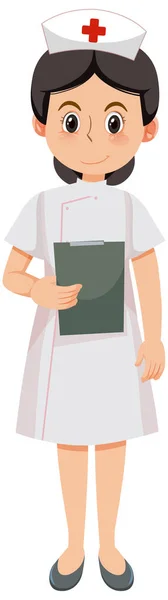 Nurse Cartoon White Background Illustration — Stock Vector