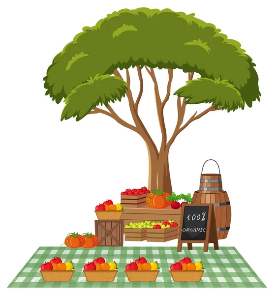 Concepto Mercado Pulgas Con Ilustración Tienda Frutas — Archivo Imágenes Vectoriales