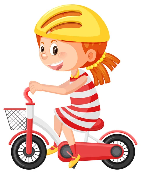 Fille Portant Casque Équitation Vélo Illustration — Image vectorielle