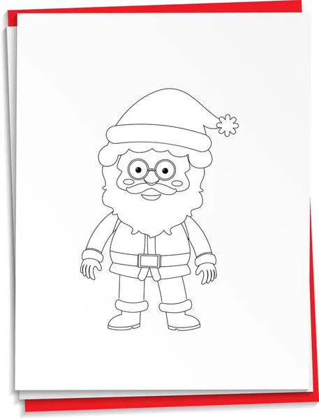 Santa Dibujado Mano Papel Ilustración — Vector de stock