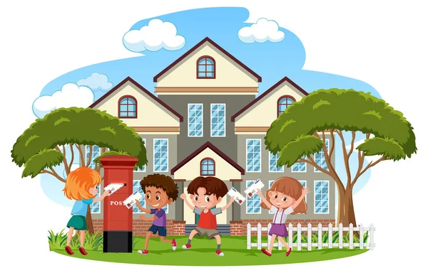 Karakter çizimleri yapan insanlarla izole bir sahne.