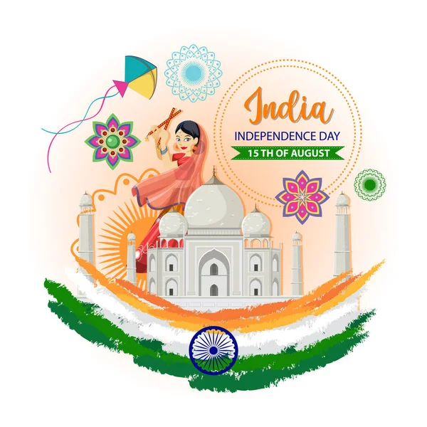 Ινδία Ημέρα Ανεξαρτησίας Αφίσα Εικονογράφηση — Διανυσματικό Αρχείο